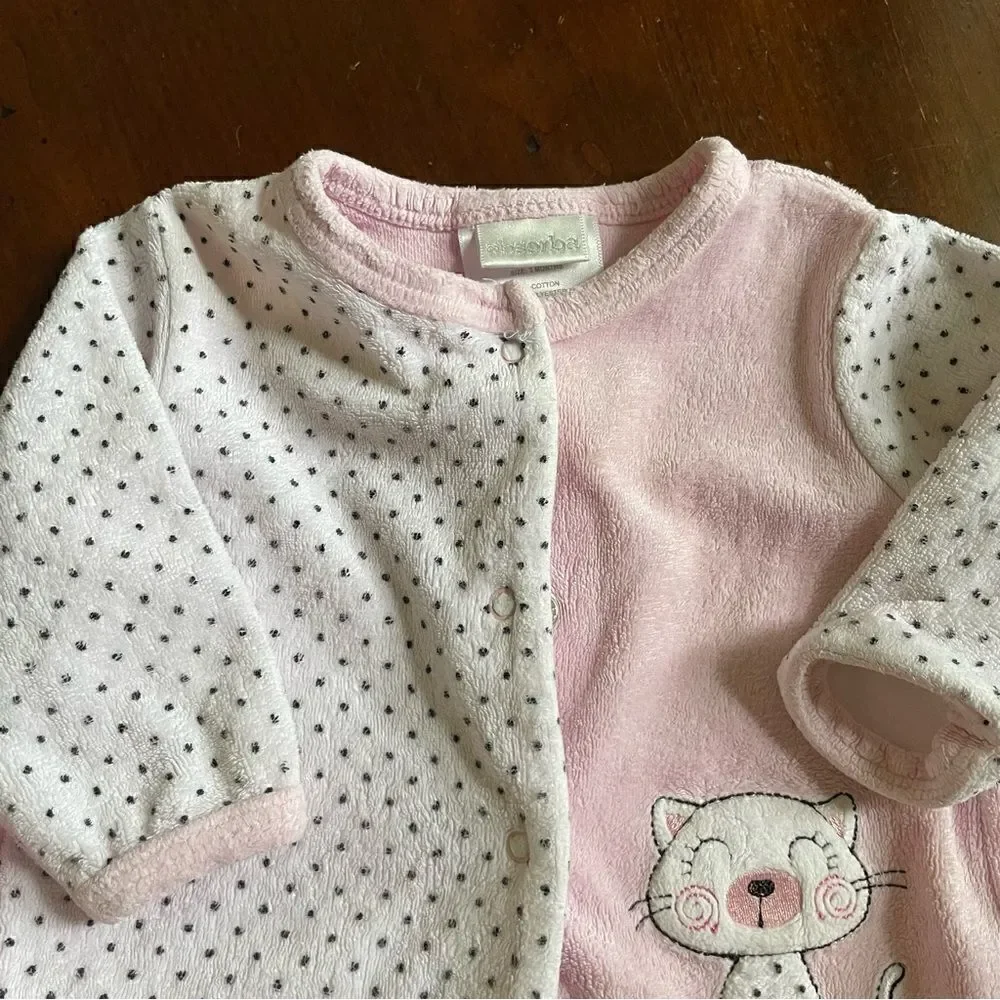 Absorba Baby Girl 3 Piece Outfit Pink Kitty Cat Dress Size 3 Months